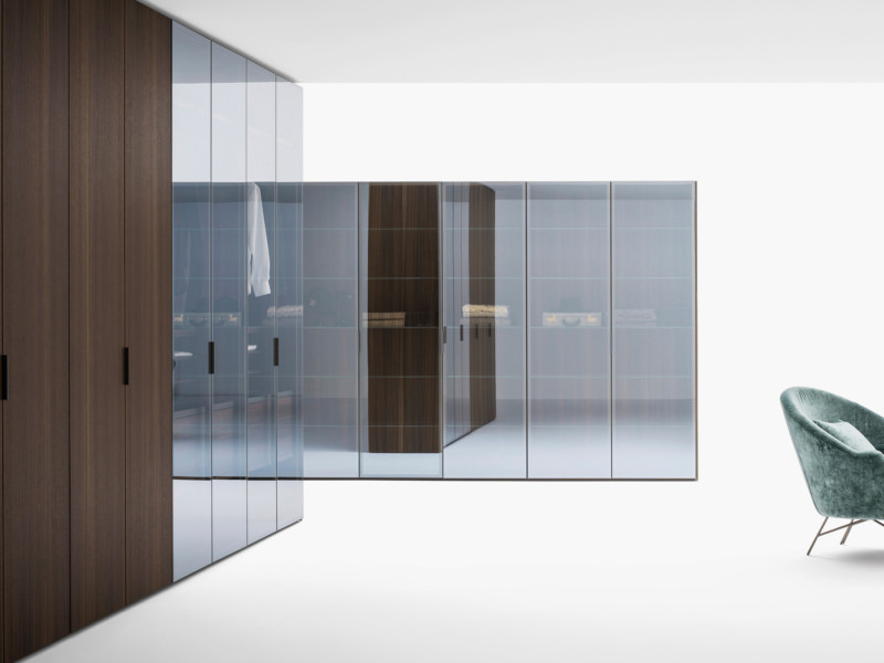 Wardrobe with glass doors