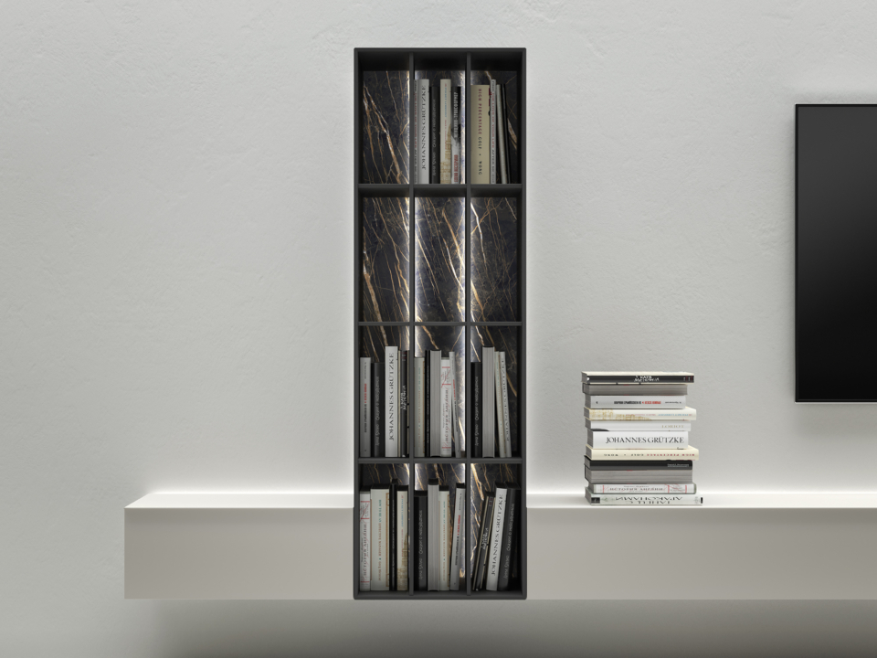 Suspended module with vertical Bookcase